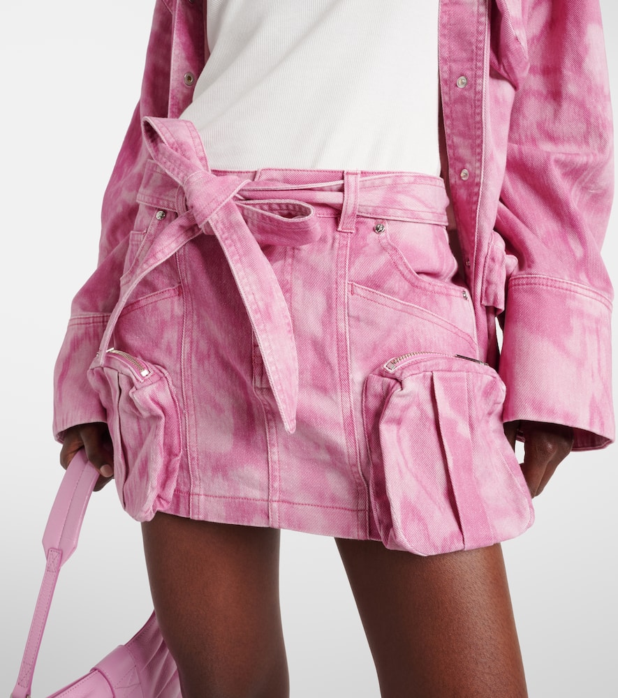 Camouflage denim cargo miniskirt