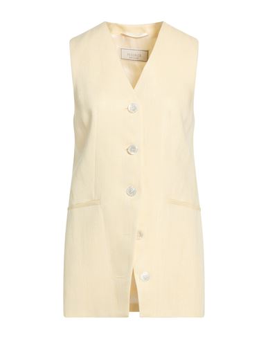 Woman Tailored Vest Pastel yellow Size 10 Viscose, Linen