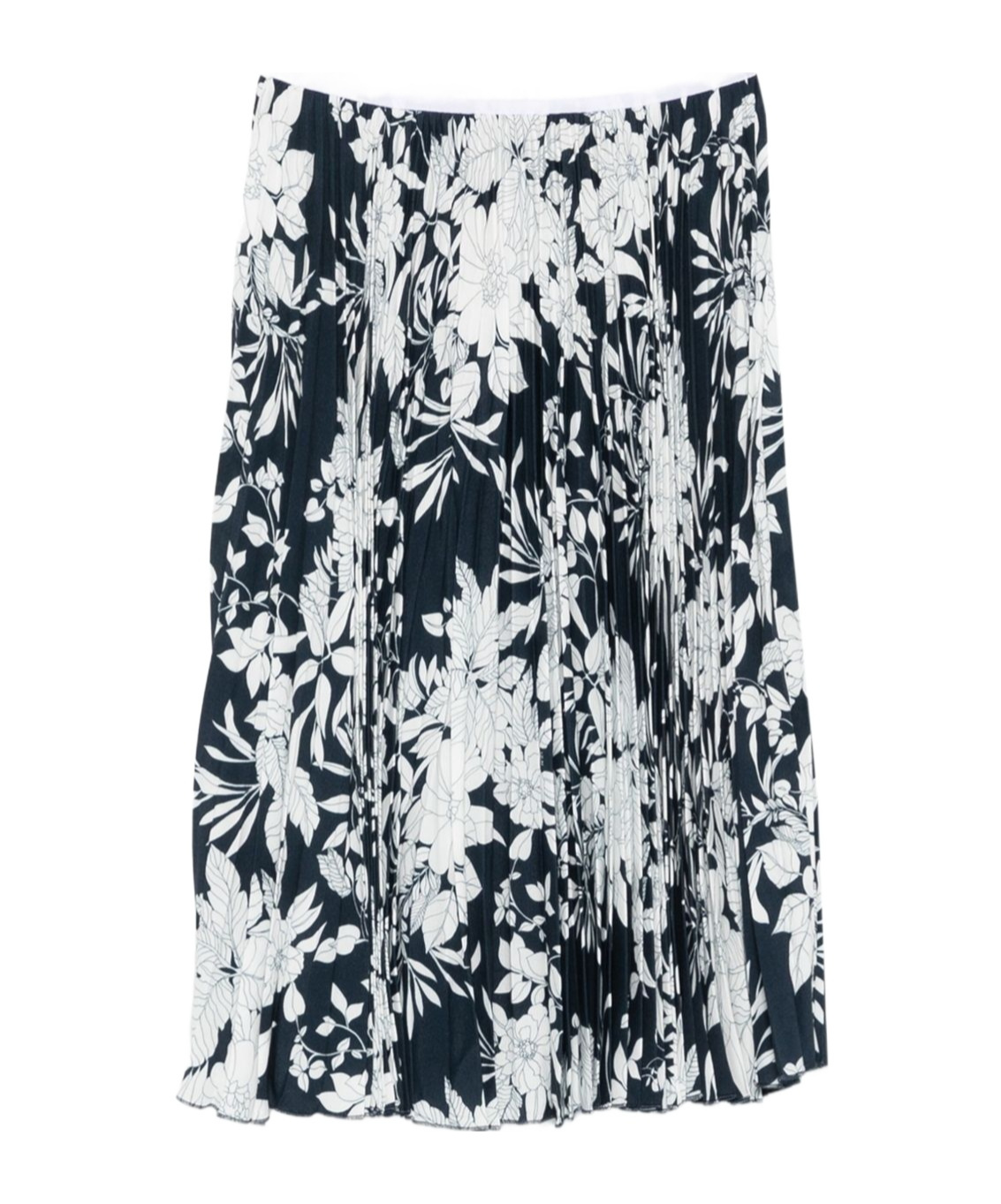 Pleated floral-print midi skirt