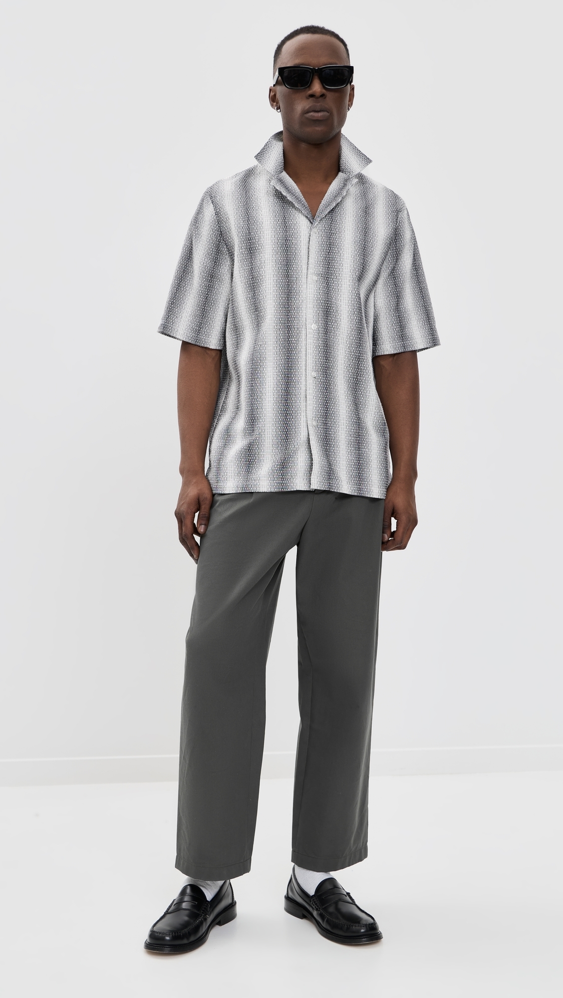 Eren Woven Shirt Midgrey/White