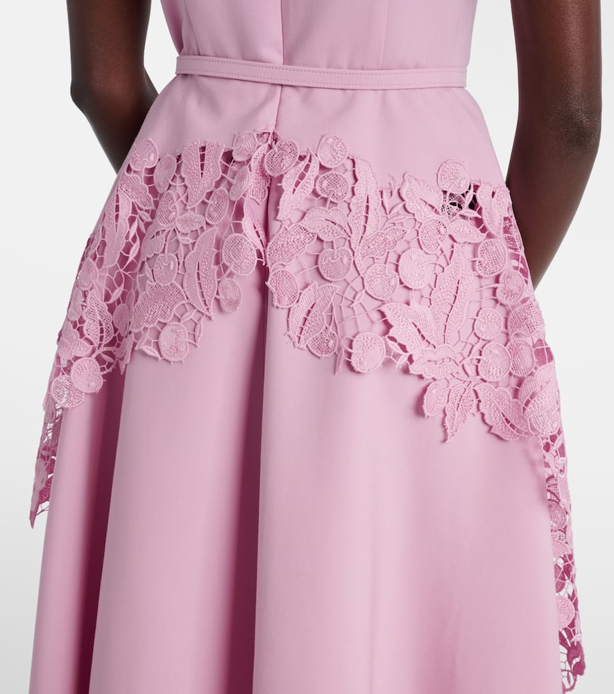 Wool-blend and lace cocktail dress