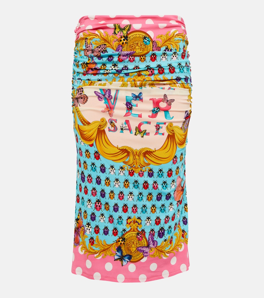 Printed draped midi skirt