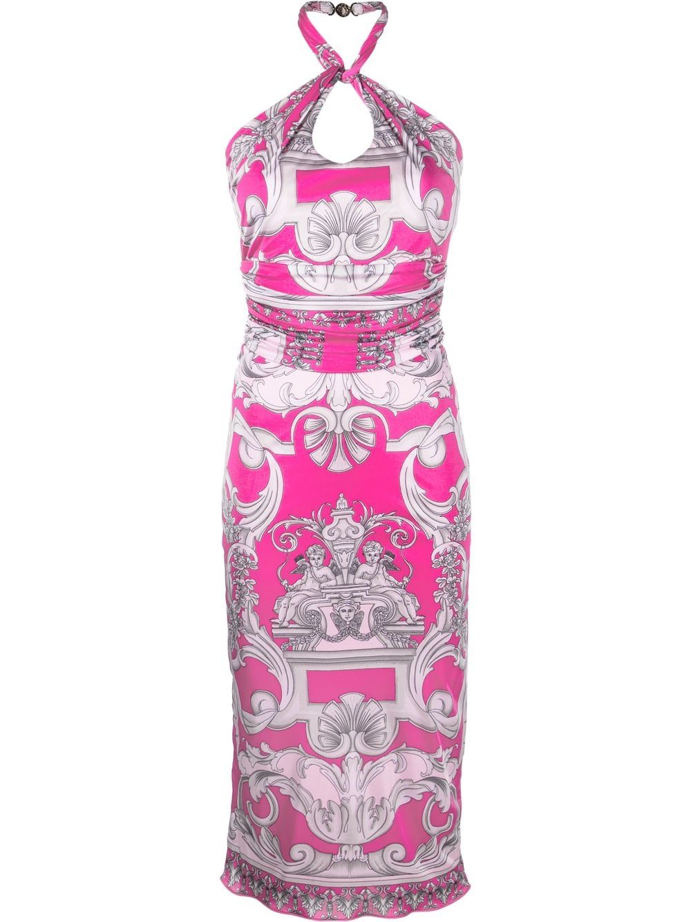 Barocco-print cut-out midi dress - Black