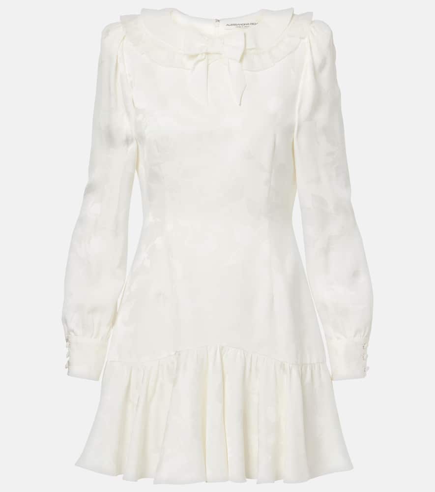 Bow-detail floral jacquard minidress
