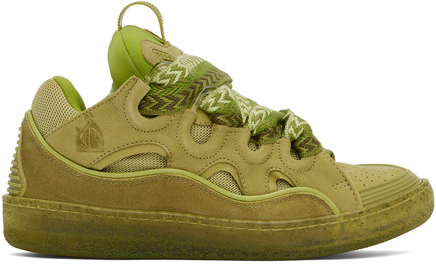 Lanvin Green Leather Curb Sneakers