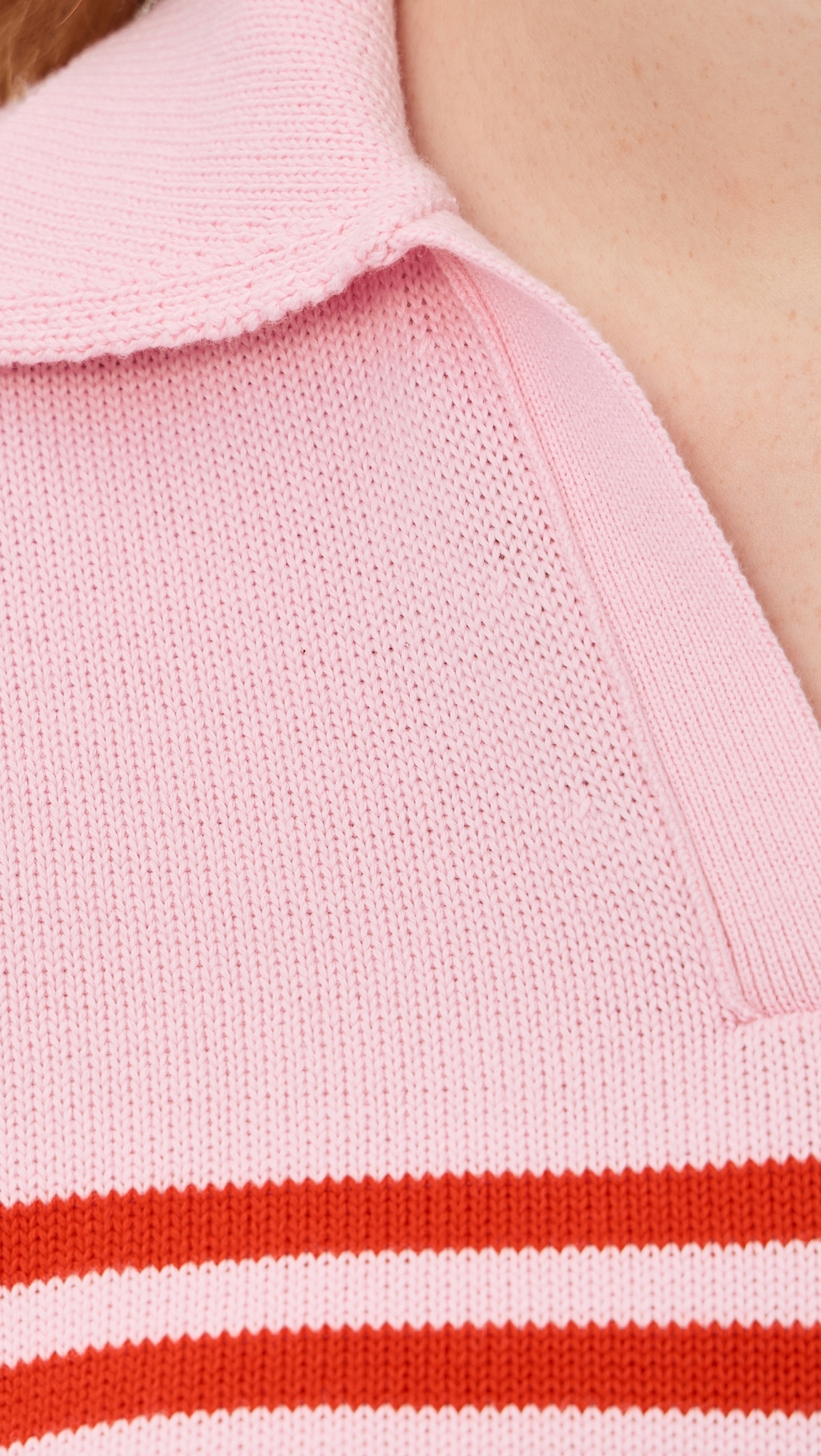 Jules Knit Polo Sweater Lobster Stripe