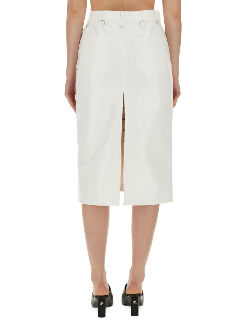 White Solid Midi Skirt