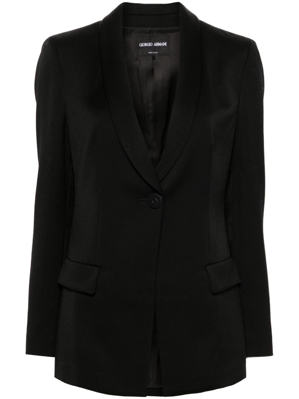 Wool single-breasted blazer - Black
