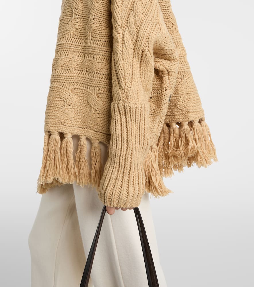 Asymmetric turtleneck wool-blend sweater