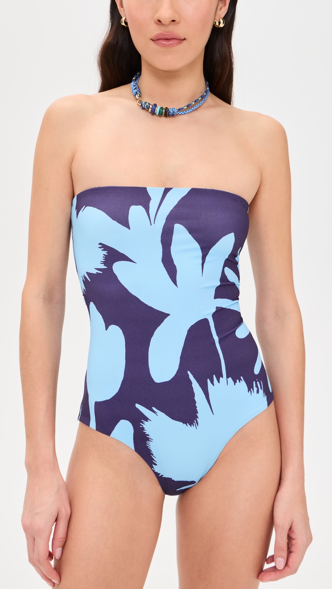 Soleil Strapless Swimsuit Midnight Garden