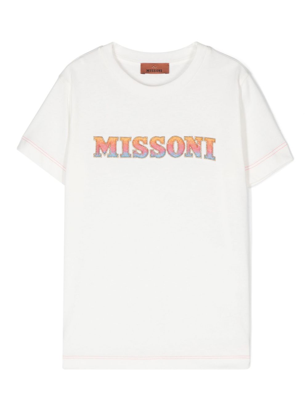 Logo sequin embellished T-shirt - White