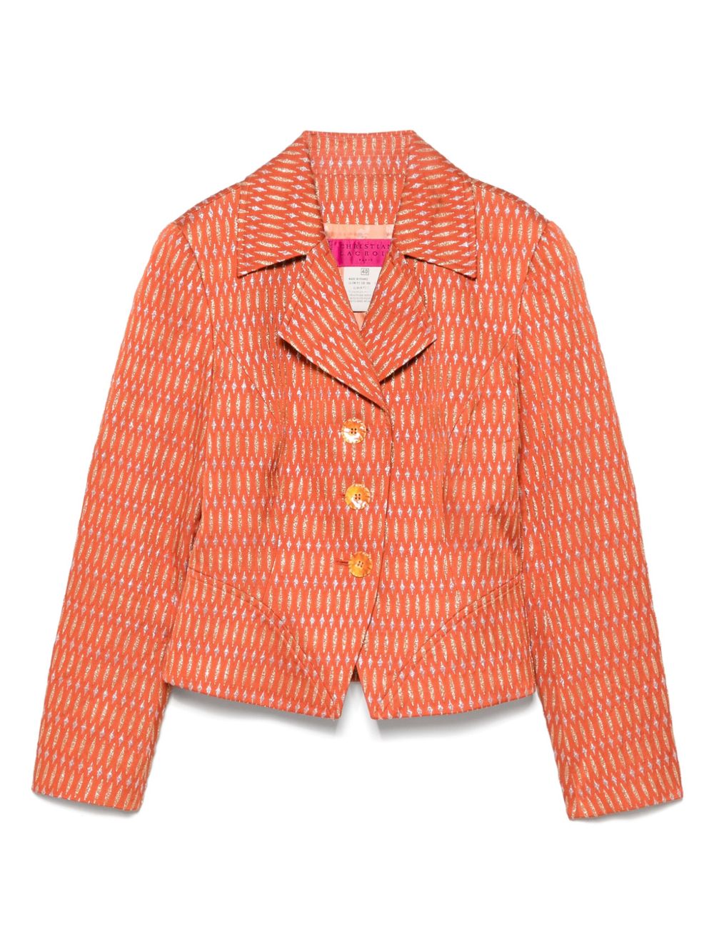 1980s pattern-jacquard jacket - Orange