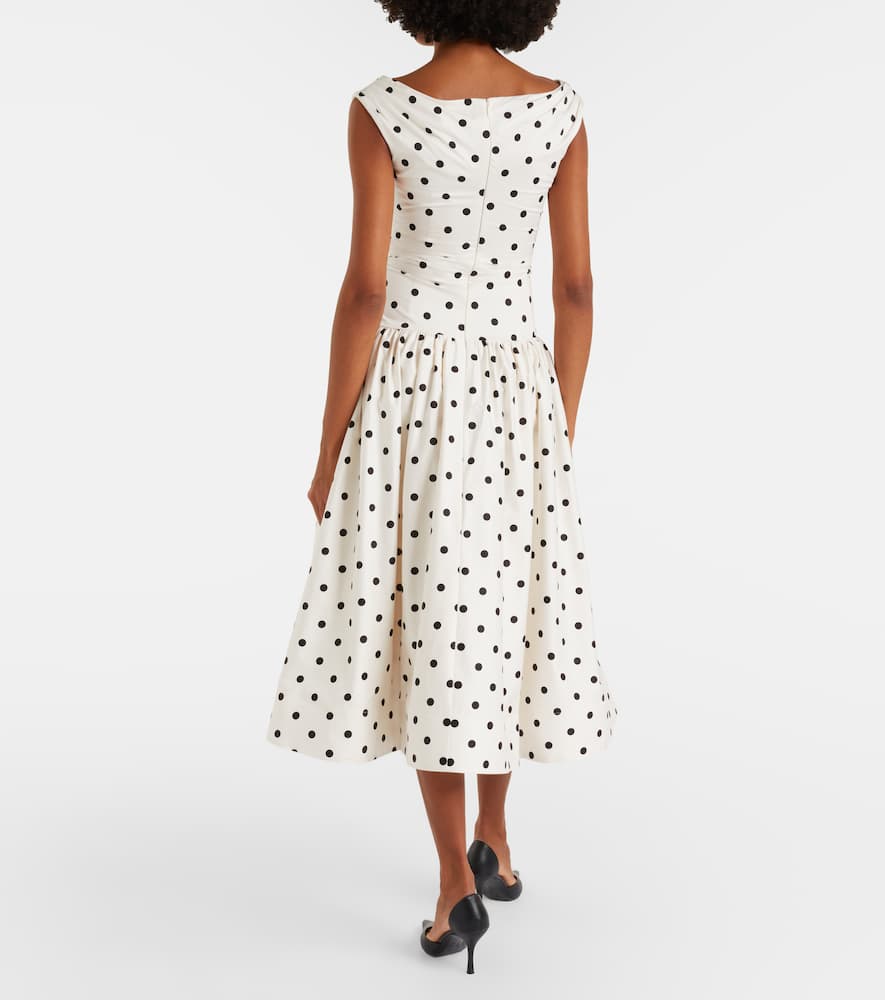Polka-dot off-shoulder cotton midi dress