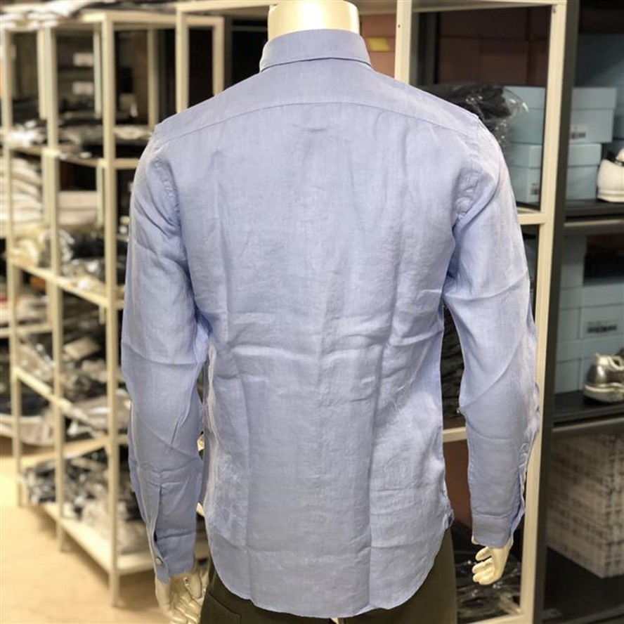Linen shirt with patch pocket
