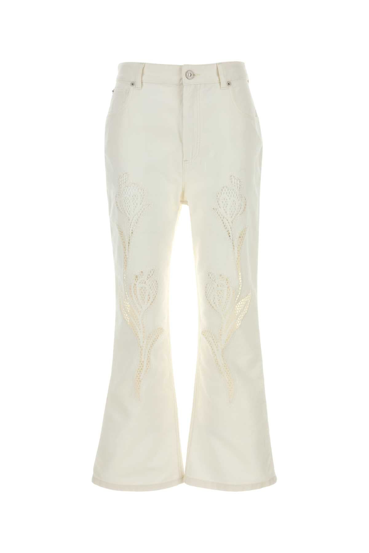 Embellished Denim Jeans — White