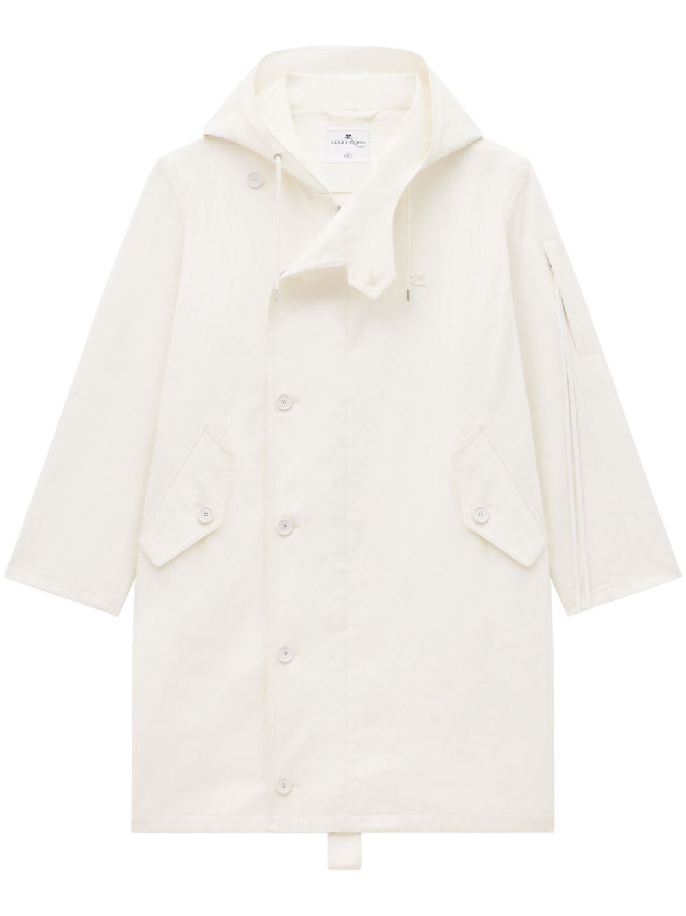 Stretch-cotton hooded parka - Neutrals
