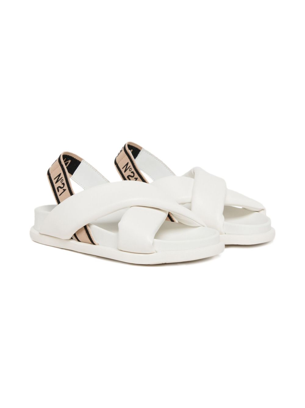 Nº21 Kids logo-print sandals - White