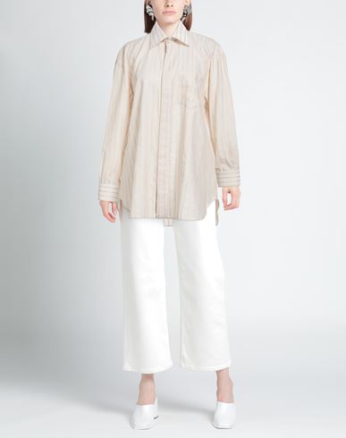 Woman Shirt Beige Size 14 Cotton, Linen