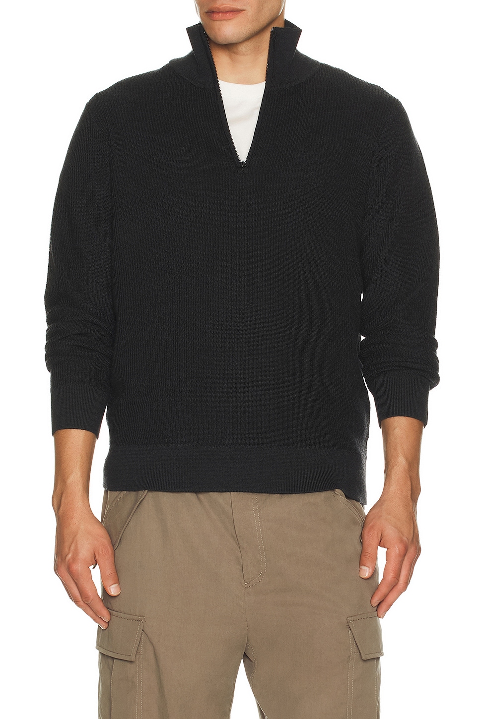 Rag & Bone Joel Merino Half Zip Sweater in Charcoal. L. Also in M, S, XL/1X