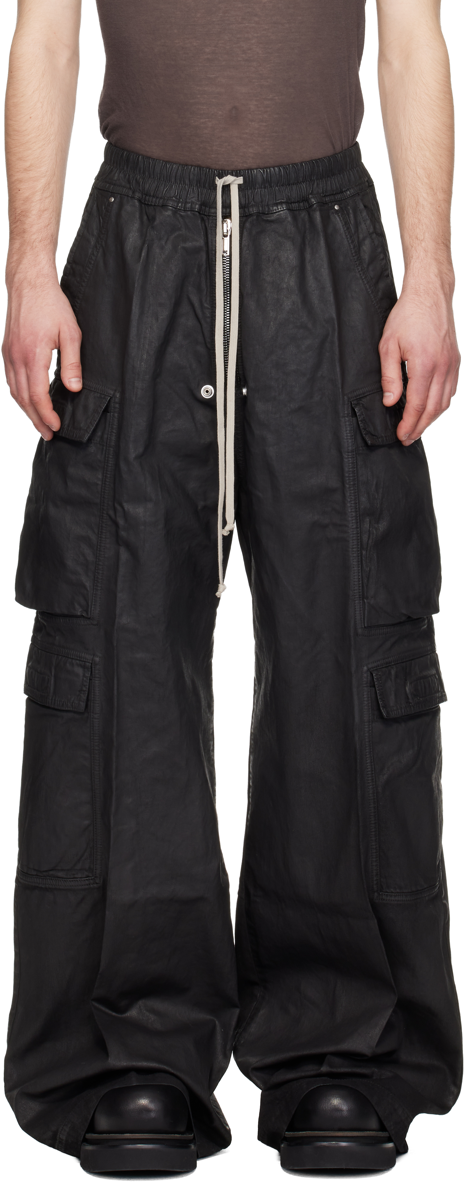 Black Temple Double Jumbo Belas Denim Cargo Pants