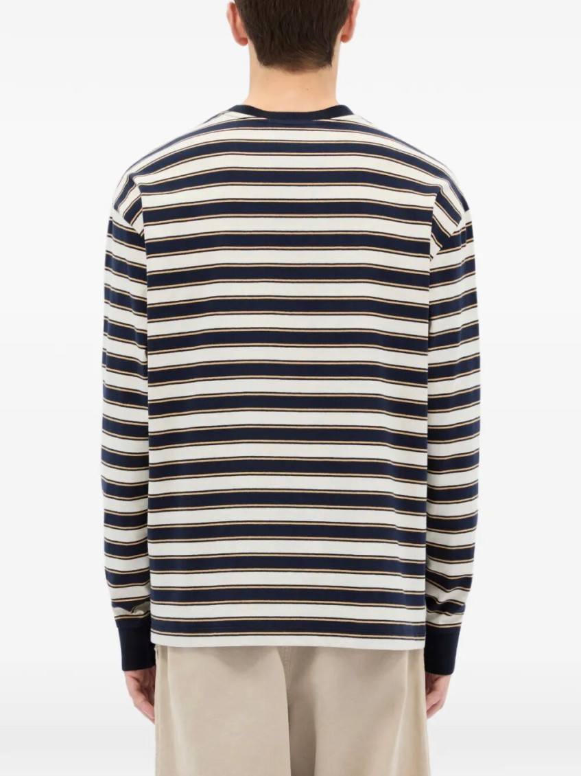 Blue Crew Neck Striped T-shirt