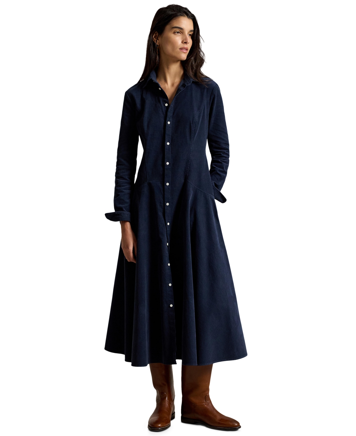 Women's Ls Tyler Dr Corduroy A-Line Midi Dress - Navy