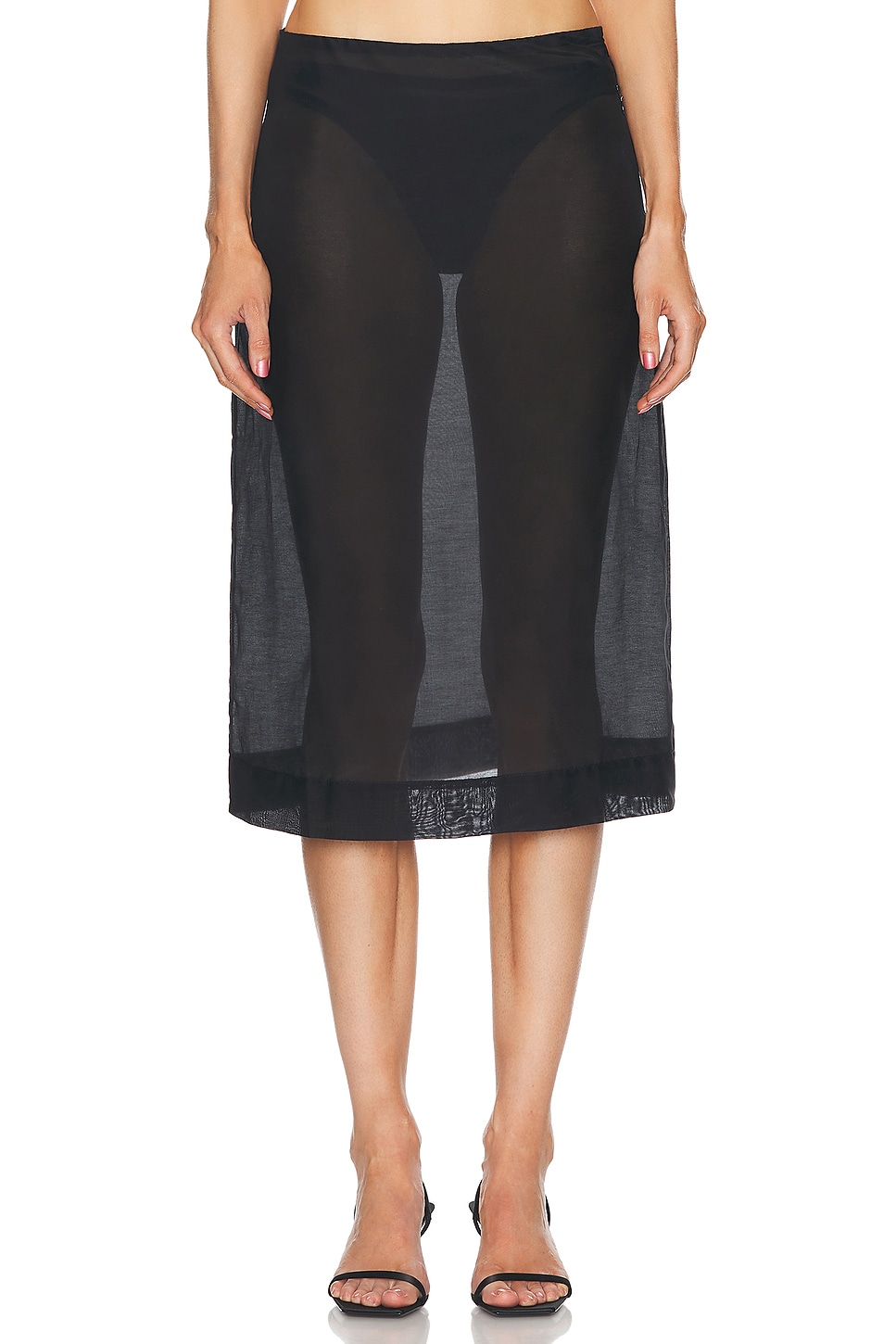 L'Academie by Marianna Gabin Midi Skirt in Black - Black.  L also in