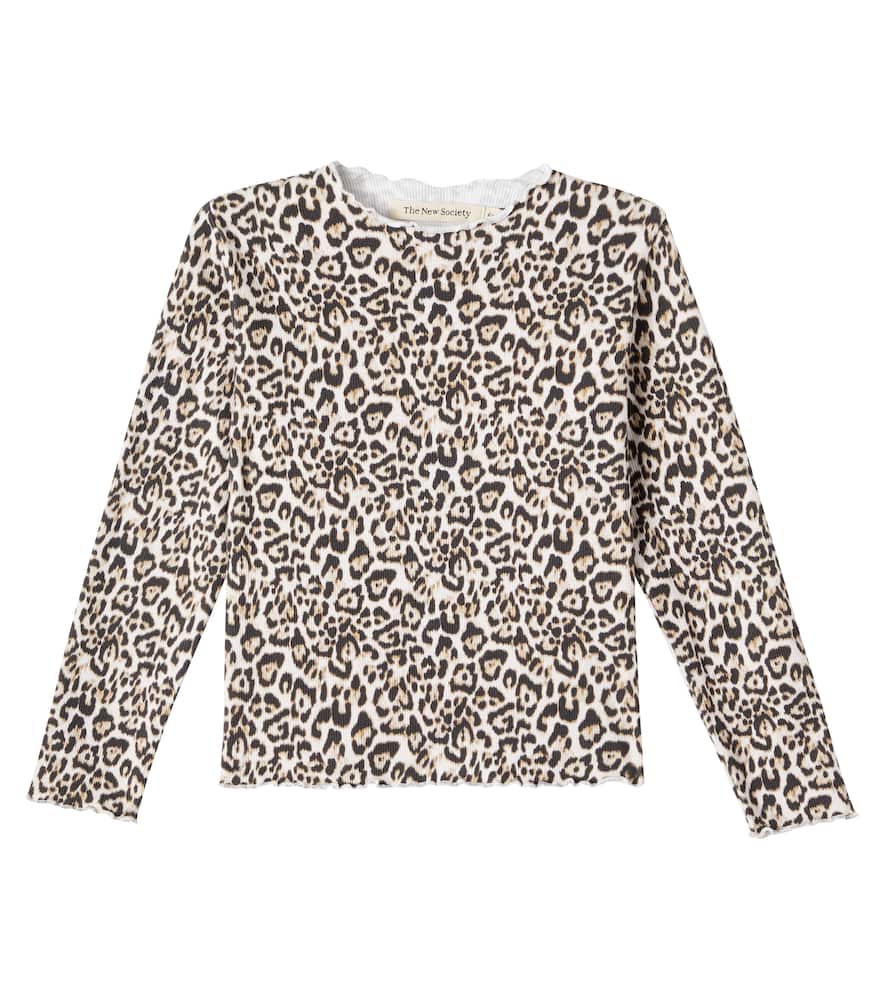 Leopard-print cotton-blend top