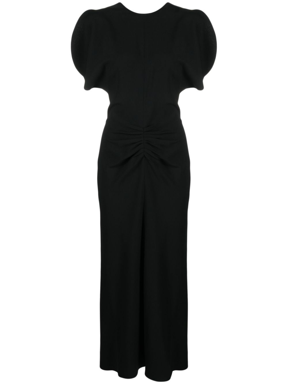 Contrast-trim draped-detail midi dress - Orange