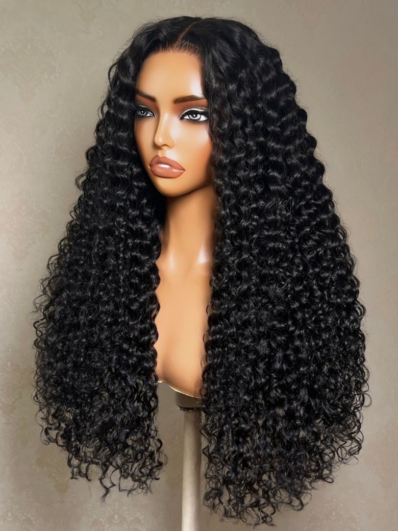 UNice 13x4 Bye Bye Slip™ Lace Frontal Glueless Black Voluminous Deep Curly Wig With Full End