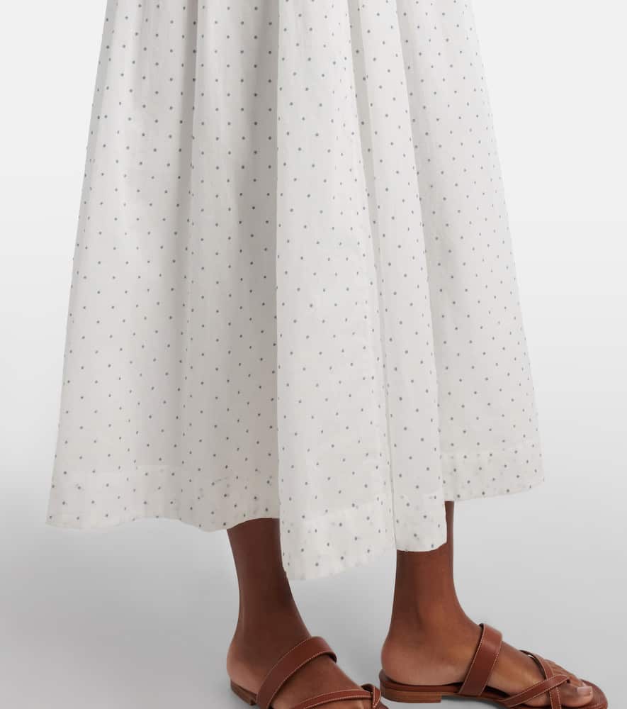 Dôen Ischia gathered polka-dot cotton midi dress