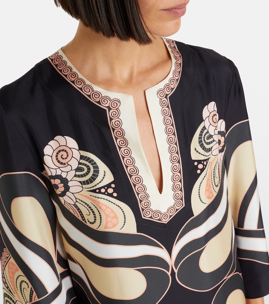 The printed silk twill kaftan