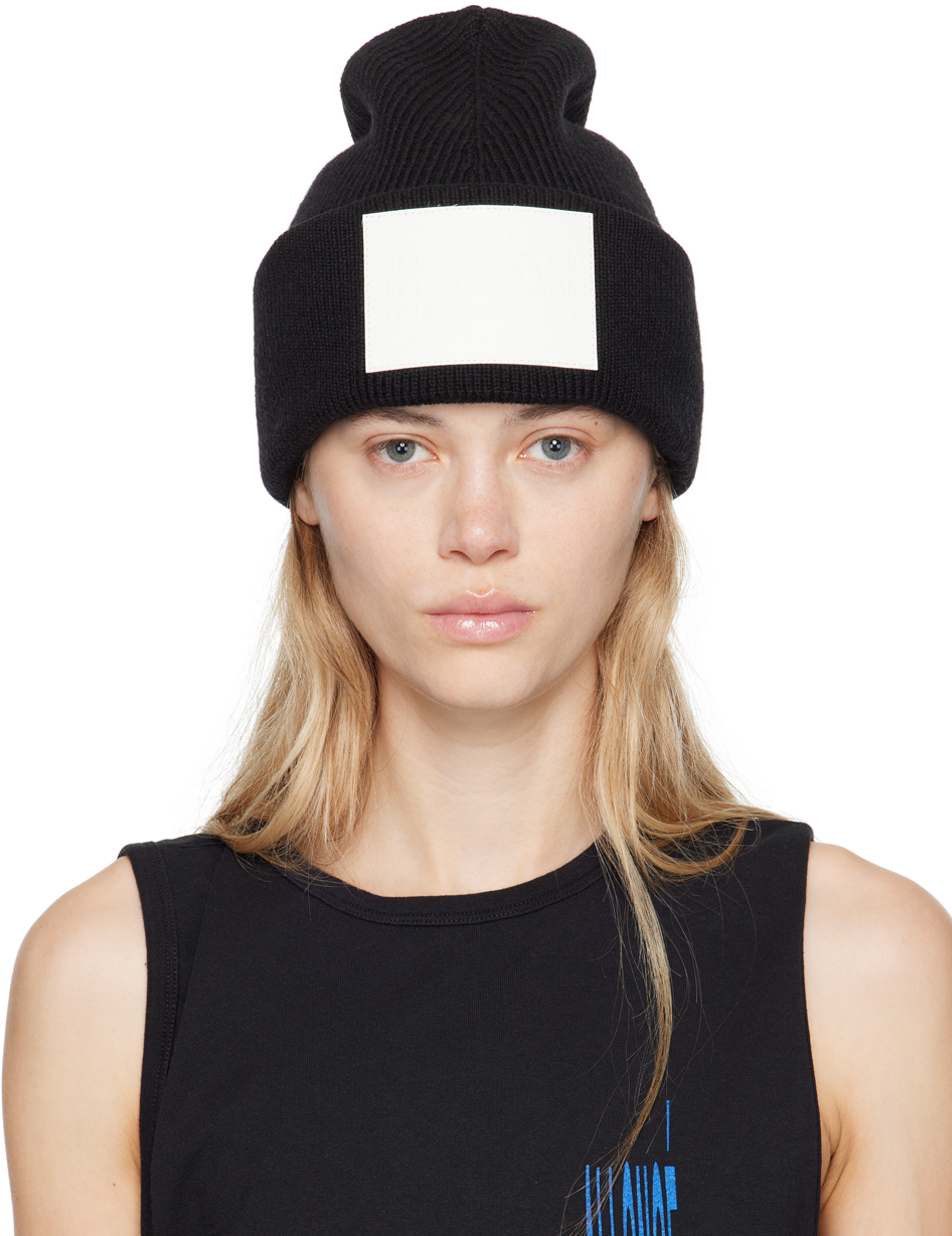 MM6 Maison Margiela Black Patch Beanie