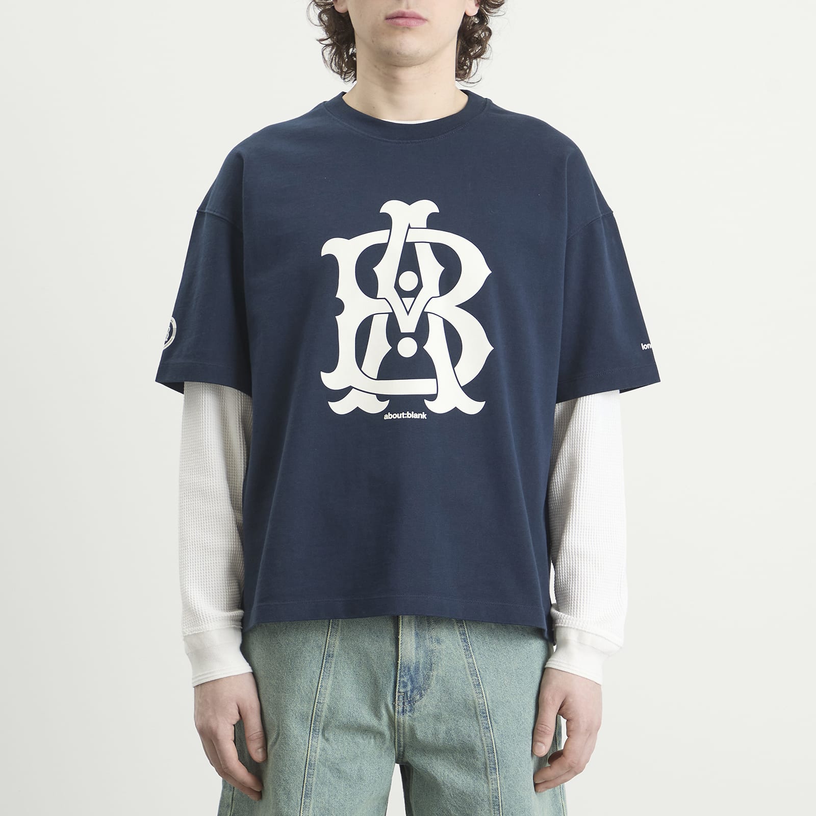 Men's Varsity T-Shirt in Navy/Ecru