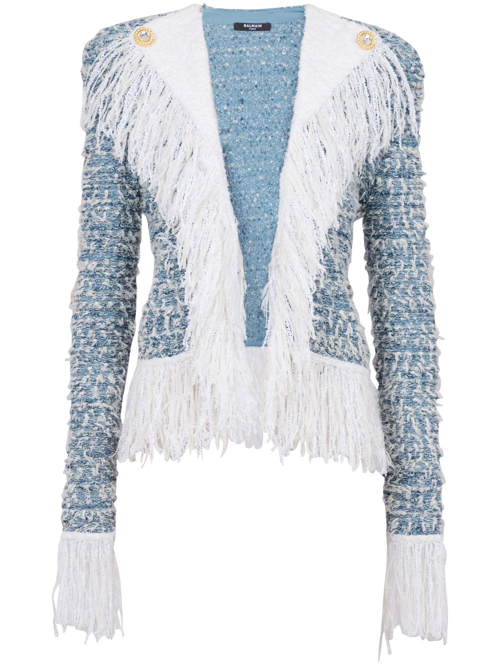 Fringed denim tweed jacket - Blue