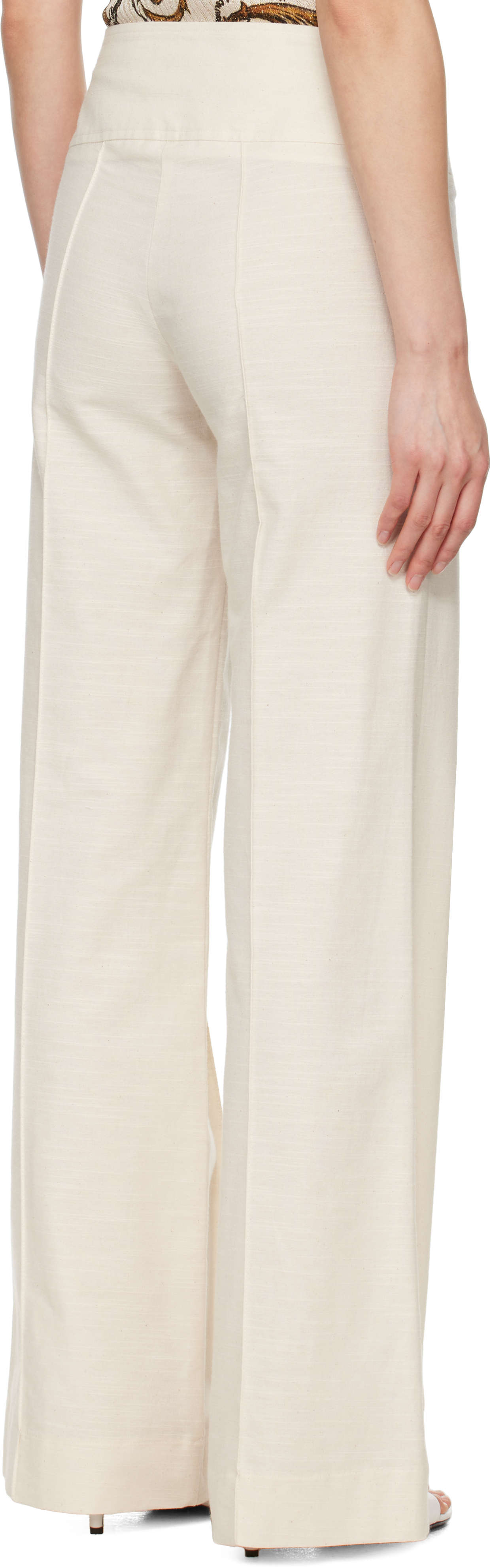 Versace Jeans Couture Off-White Baroque Buckle Trousers