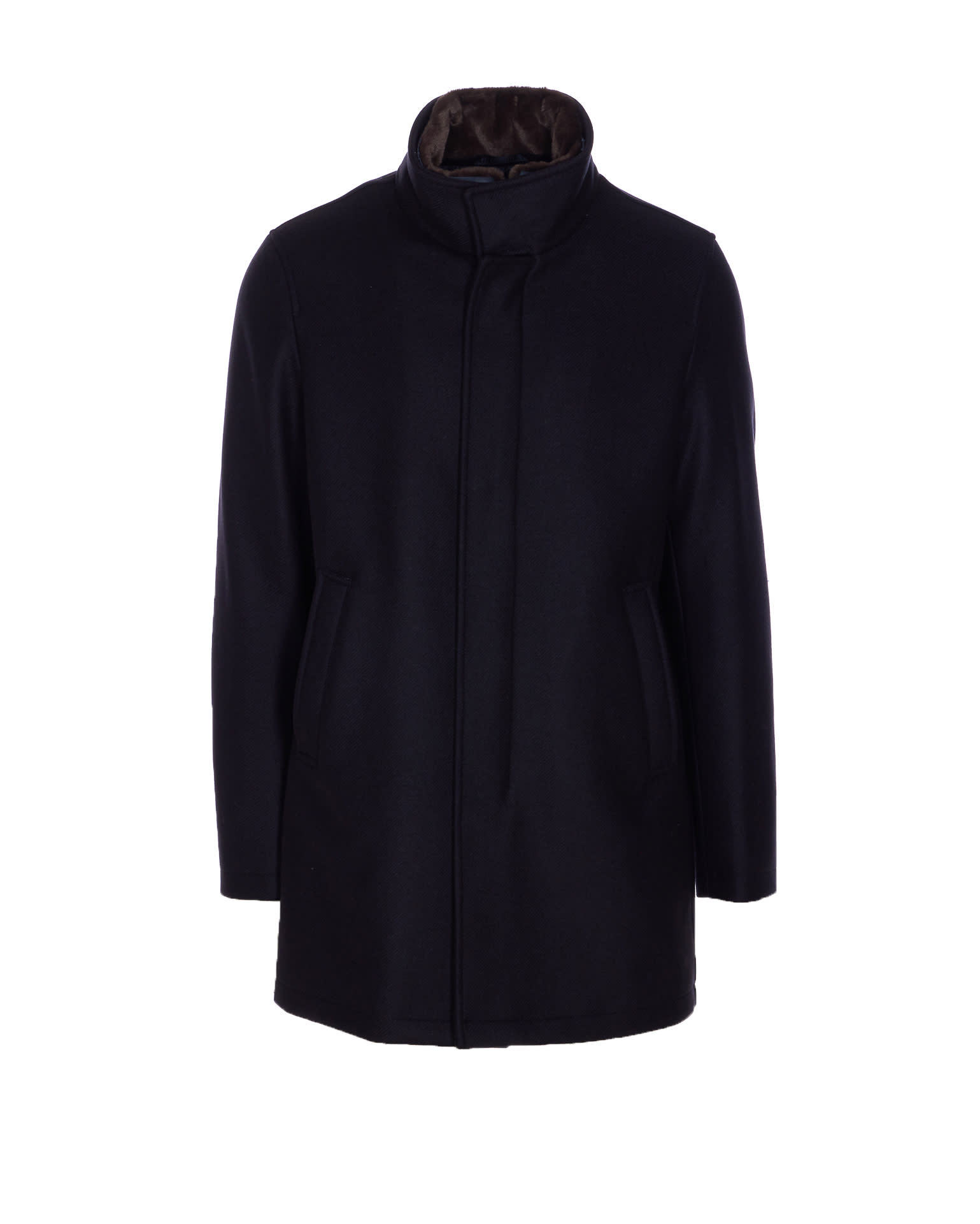 Black Wool Blend Padded Jacket