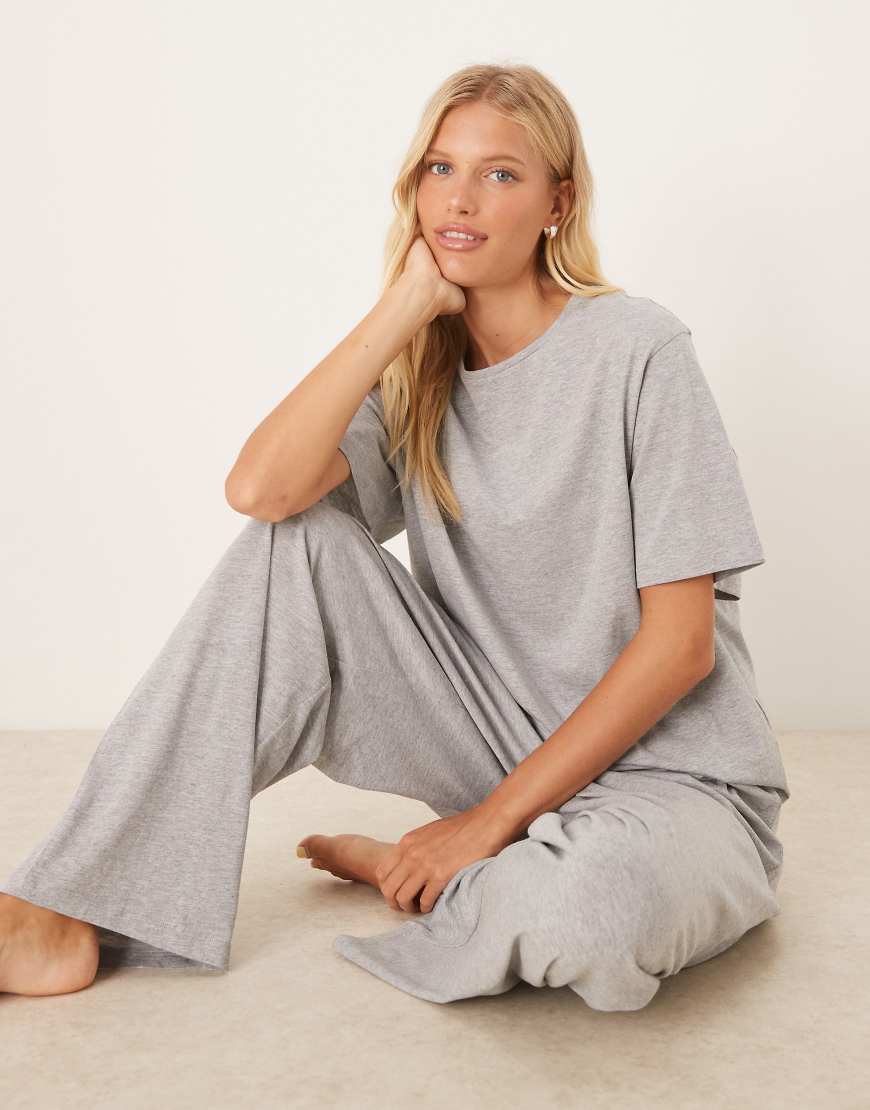 Mix & match cotton oversized pajama tee in gray heather