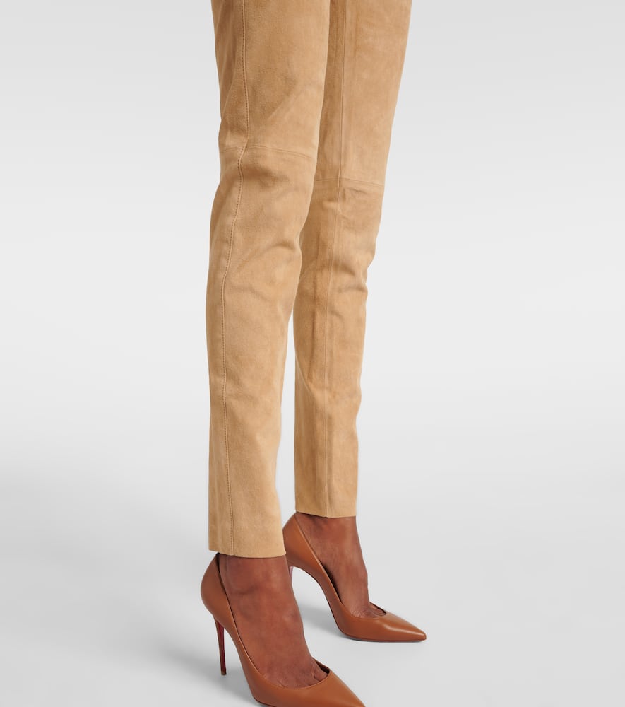 Mid-rise suede leggings