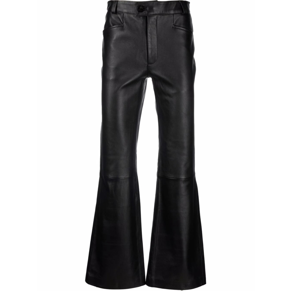 Leather Flare-leg Trousers