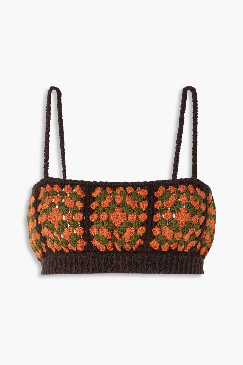 Postive Vibes crochet-knit cotton bra top