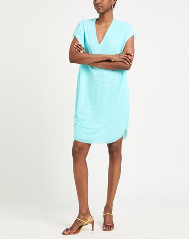 Woman Mini dress Turquoise Size L Polyamide, Elastane