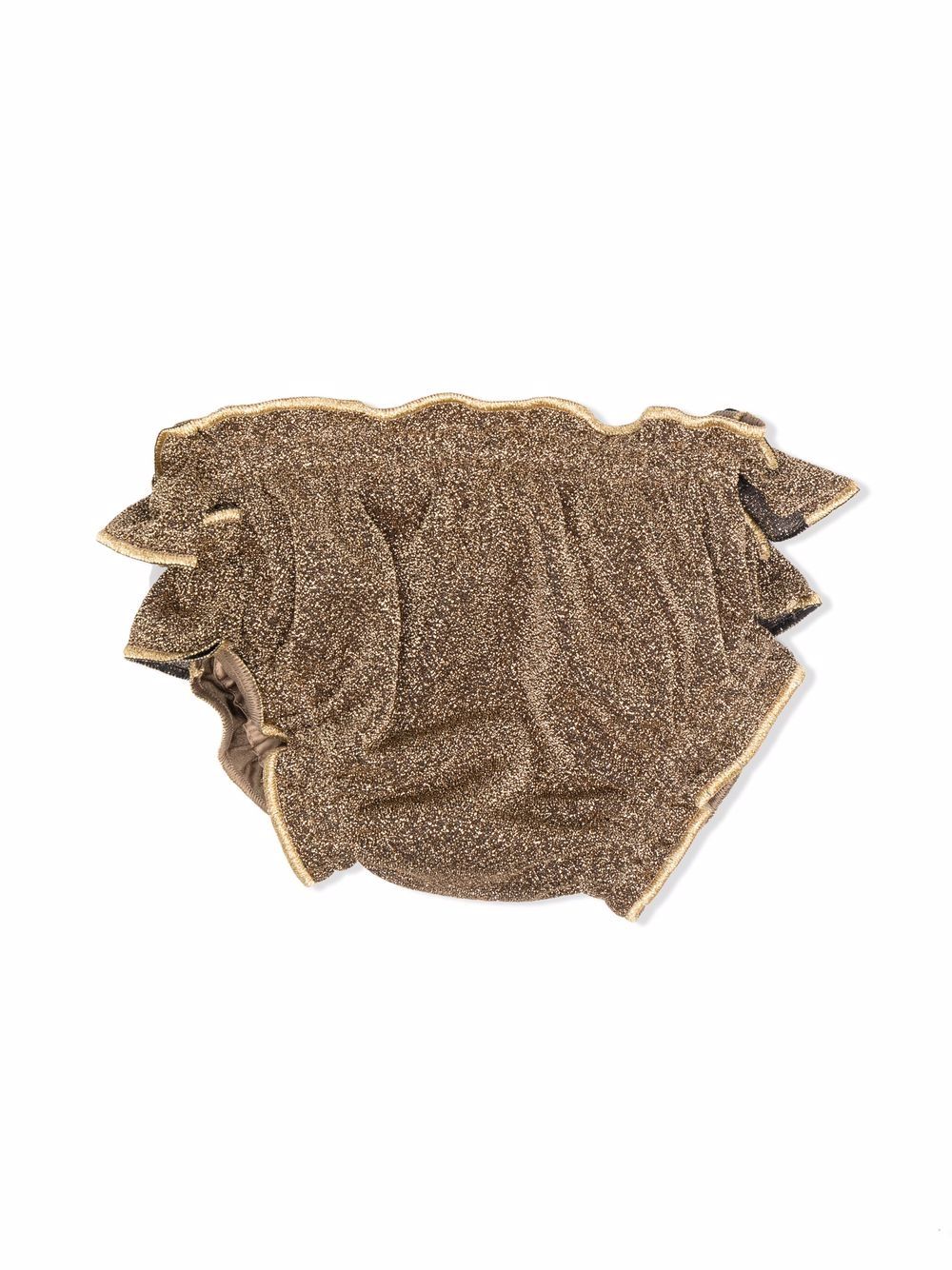 Oseree Kids metallic-effect ruched bikini bottoms - Brown