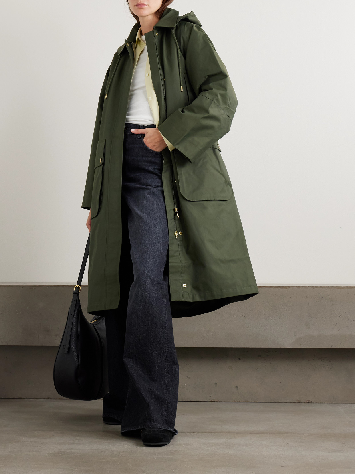 Maude Hooded Waxed Cotton-blend Coat - Green