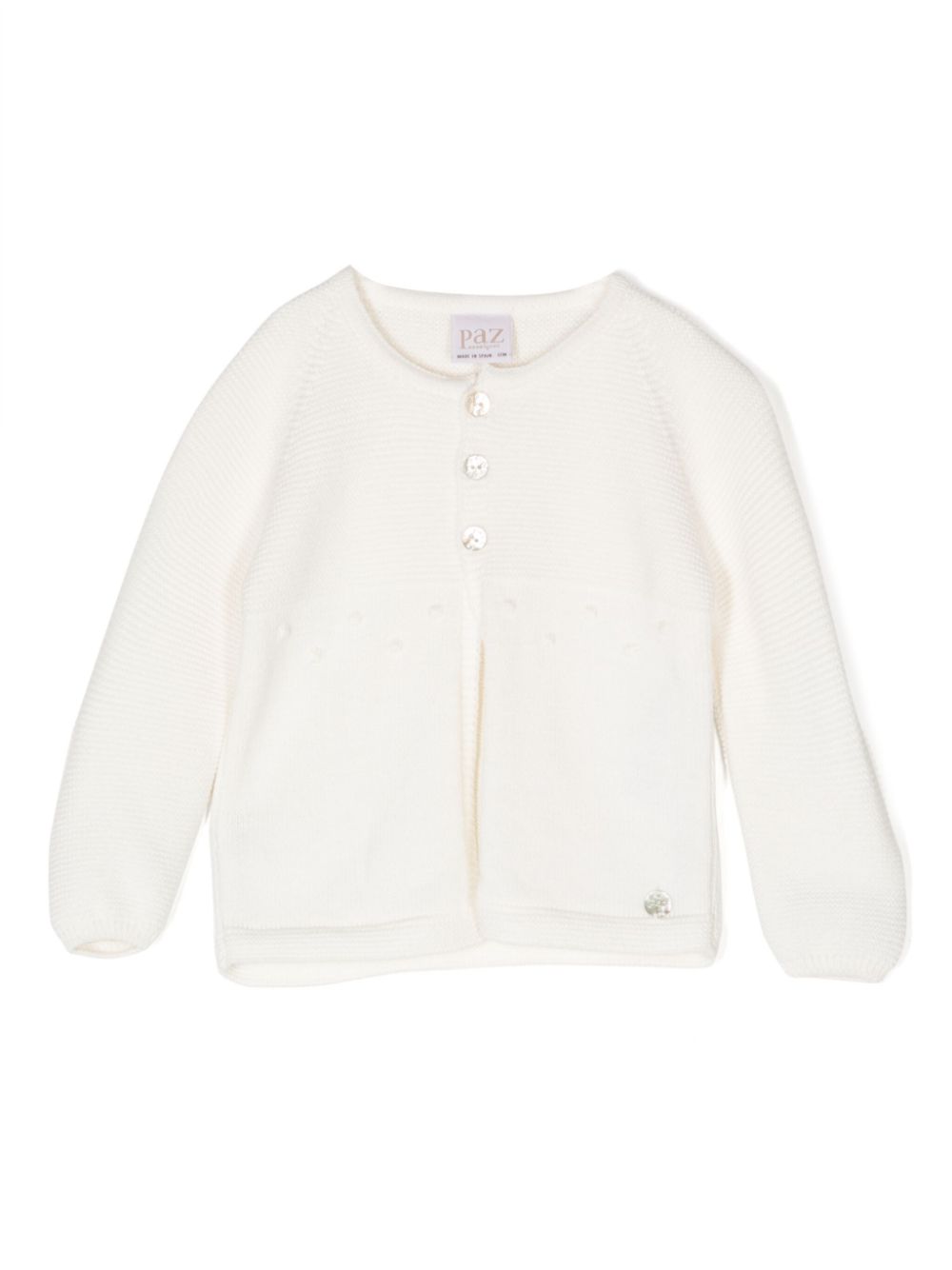 Round-neck knitted cardigan - White