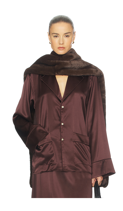 Helsa The Silk Charmeuse Pajama Shirt in Fudge - Brown. M also in XXS, XS, S