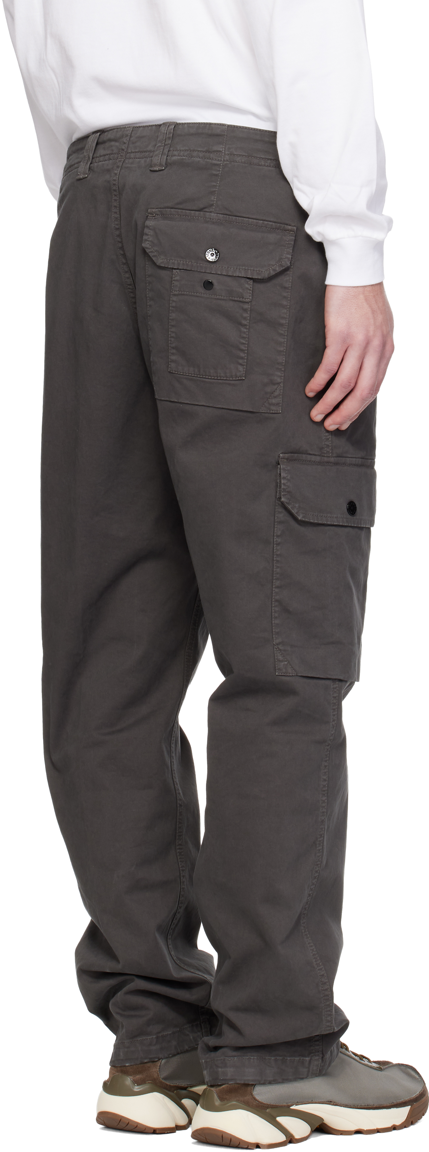Gray 3100011 Organic Broken Twill Old Effect Cargo Pants