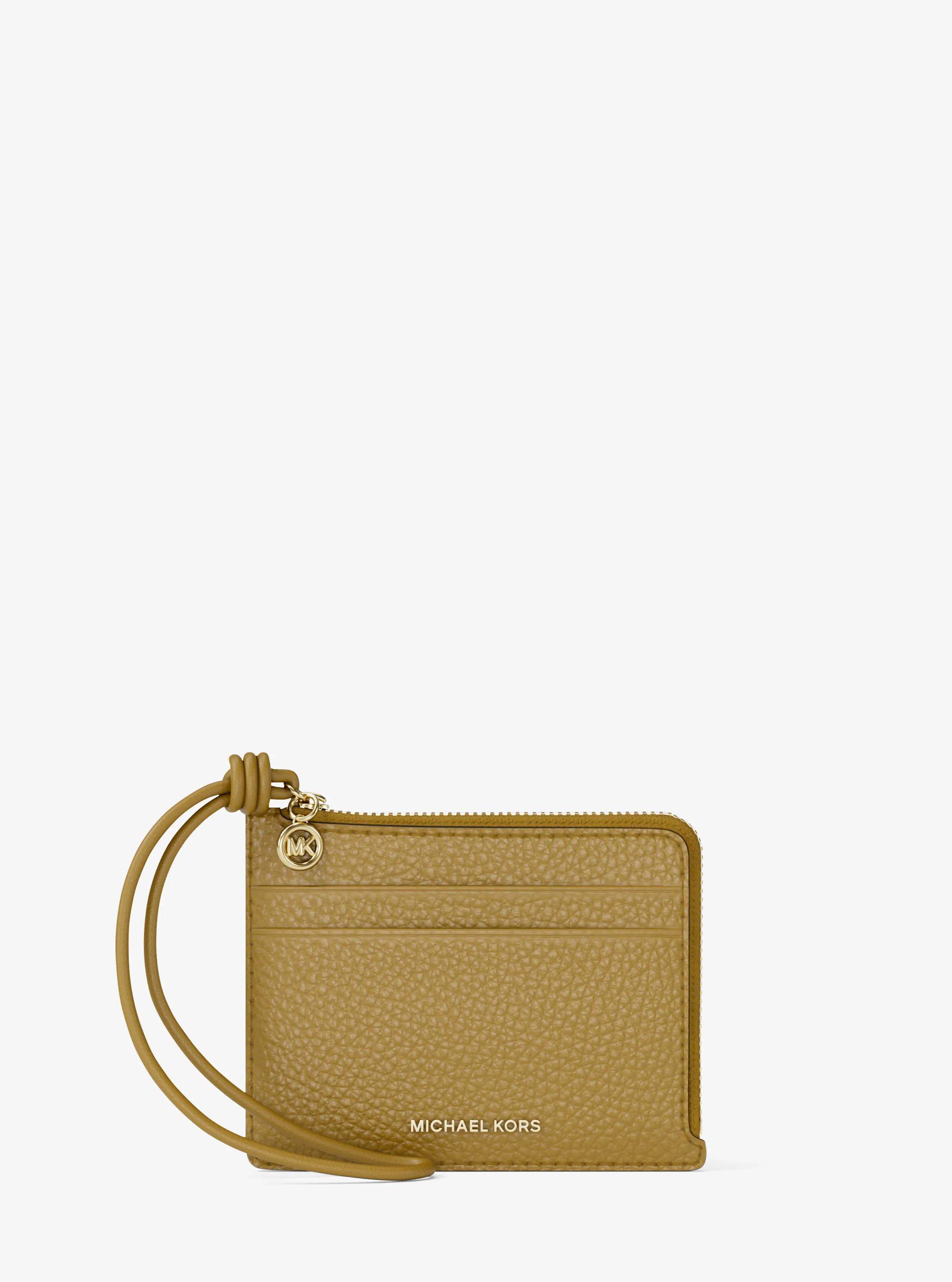 Michael Kors Jet Set Small Pebbled Leather Card Case Wristlet in Green - One Size by