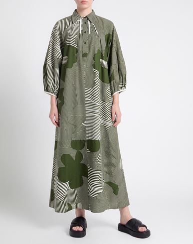 Woman Maxi dress Dark green Size L Cotton