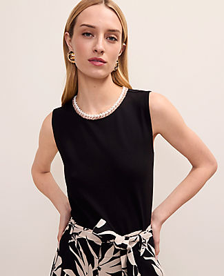 Ann Taylor Braid Trim Ponte Top